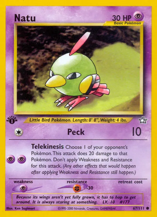 Natu Common Pokemon card #67 from Neo Genesis