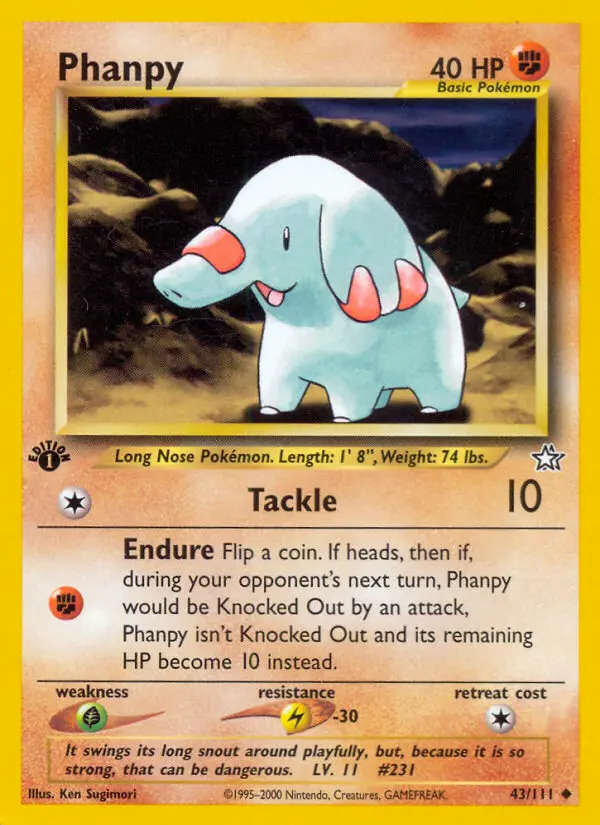 Phanpy Uncommon Pokemon card #43 from Neo Genesis