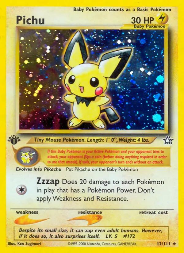 Pichu Rare Pokemon card #12 from Neo Genesis