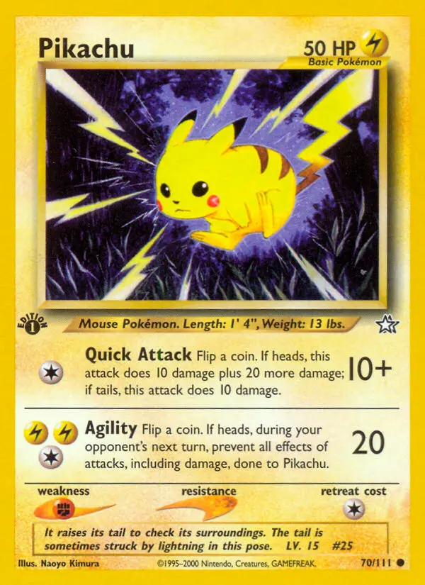 Pikachu Common Pokemon card #70 from Neo Genesis
