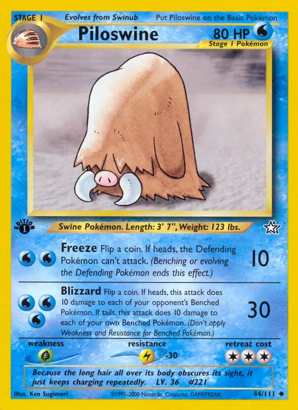 Piloswine Uncommon Pokemon card #44 from Neo Genesis