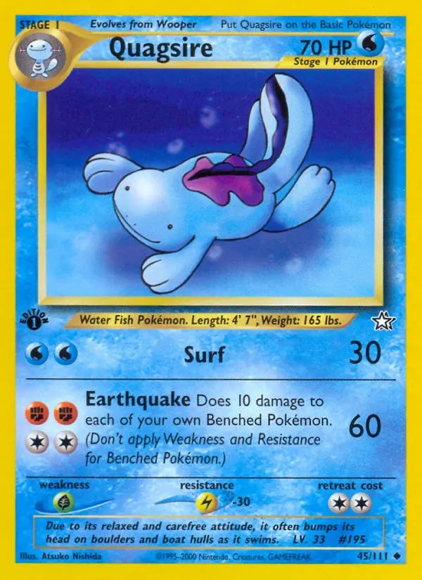 Quagsire Uncommon Pokemon card #45 from Neo Genesis