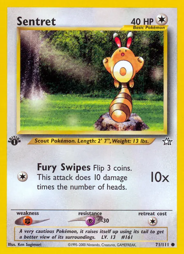 Sentret Common Pokemon card #71 from Neo Genesis