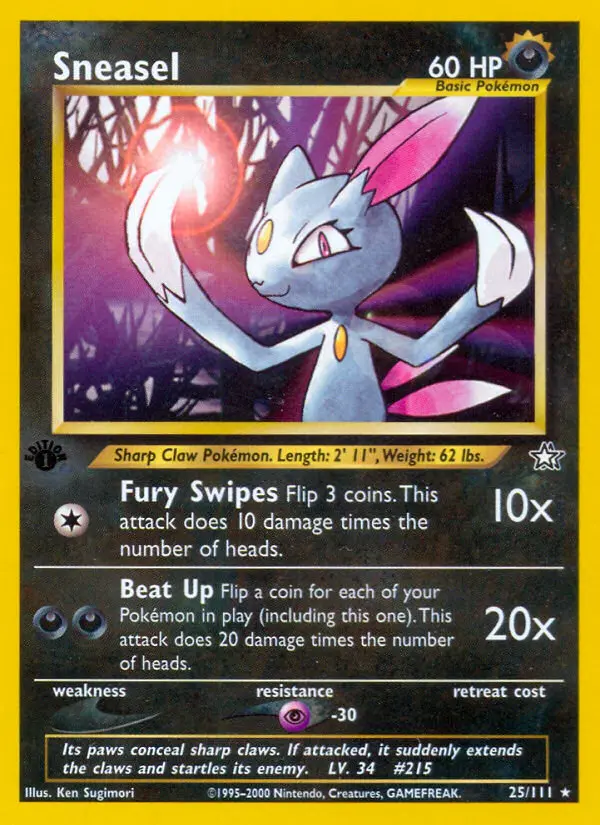 Sneasel Rare Pokemon card #25 from Neo Genesis