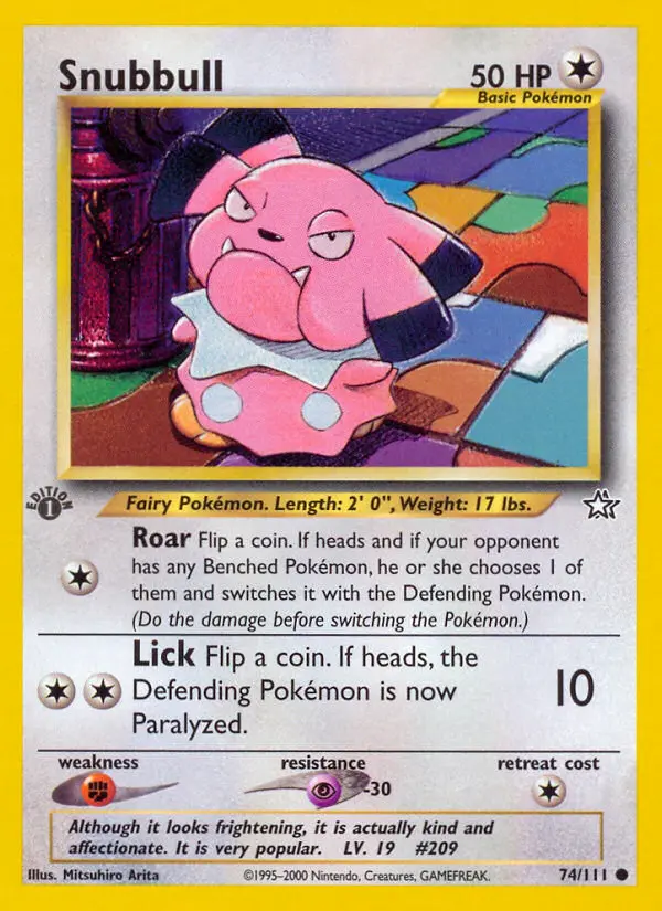 Snubbull Common Pokemon card #74 from Neo Genesis
