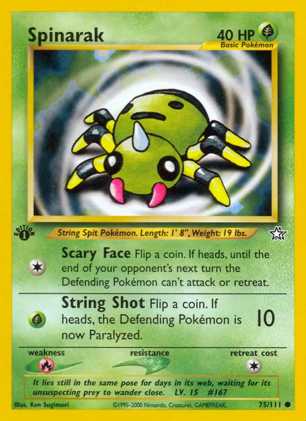 Spinarak Common Pokemon card #75 from Neo Genesis