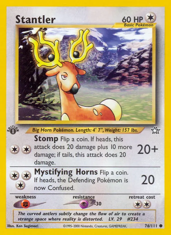 Stantler Common Pokemon card #76 from Neo Genesis