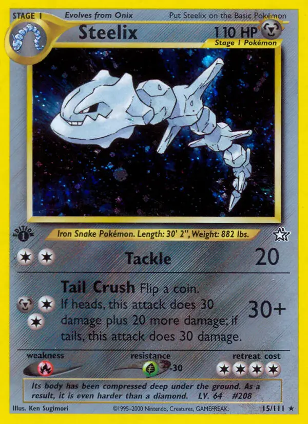 Steelix Rare Pokemon card #15 from Neo Genesis