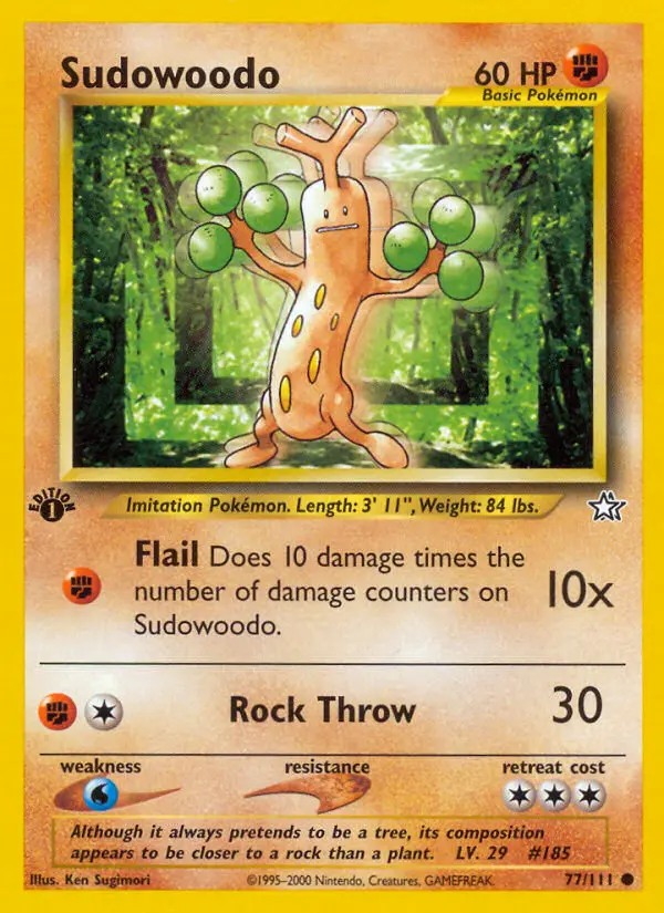 Sudowoodo Common Pokemon card #77 from Neo Genesis