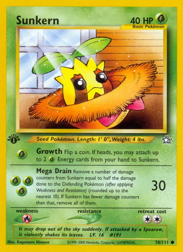 Sunkern Common Pokemon card #78 from Neo Genesis
