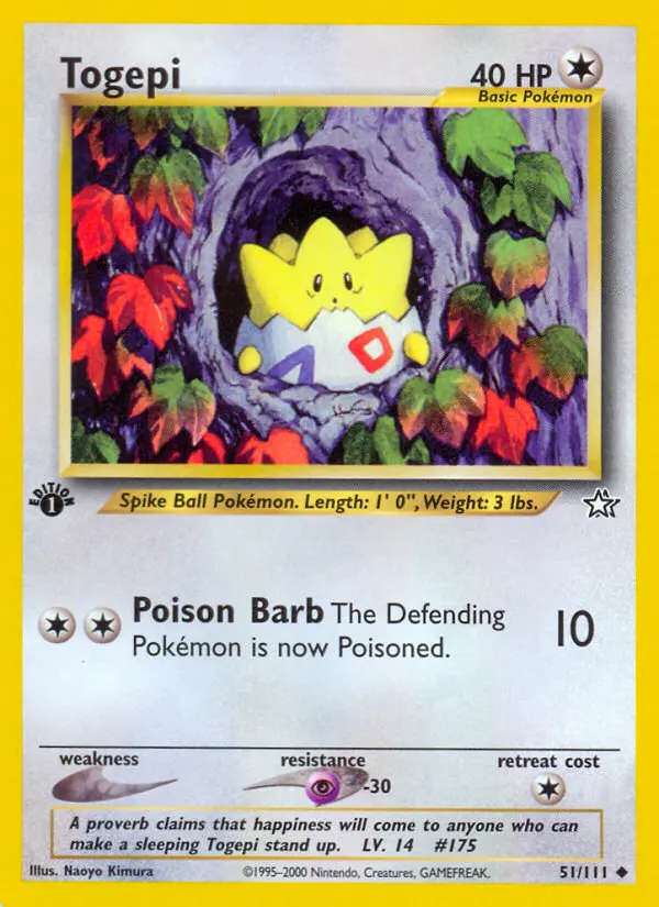 Togepi Uncommon Pokemon card #51 from Neo Genesis