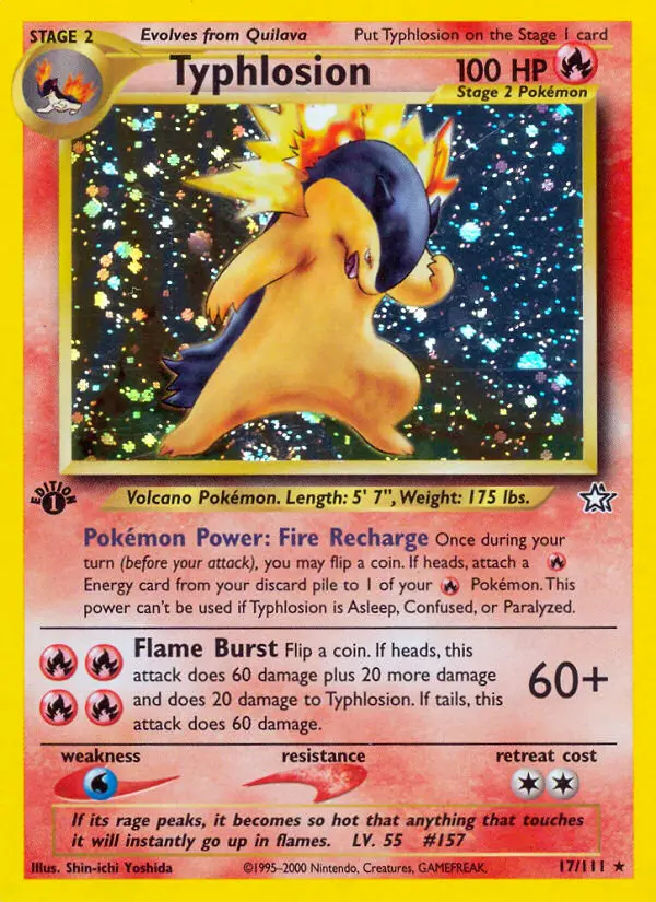 Typhlosion Rare Pokemon card #17 from Neo Genesis