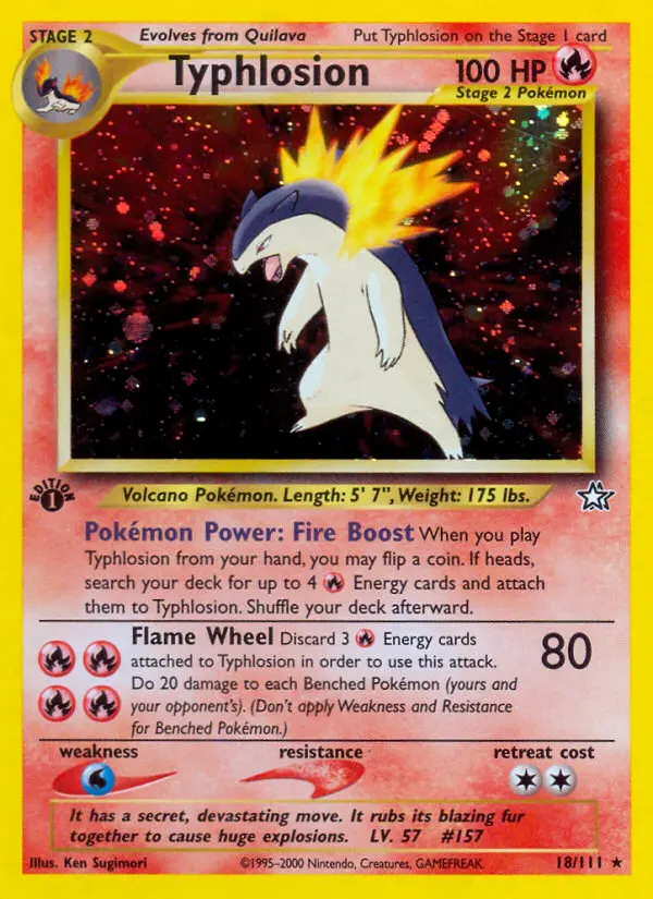 Typhlosion Rare Pokemon card #18 from Neo Genesis