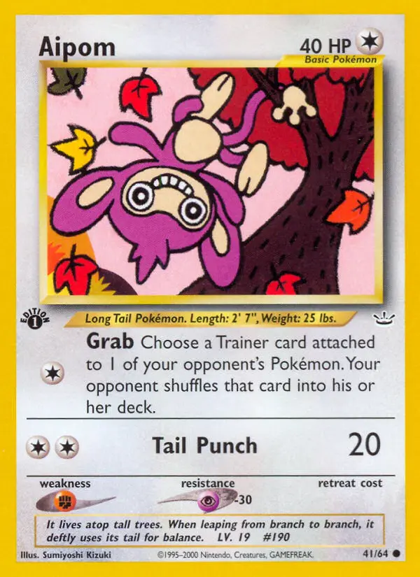 Aipom Common Pokemon card #41 from Neo Revelation