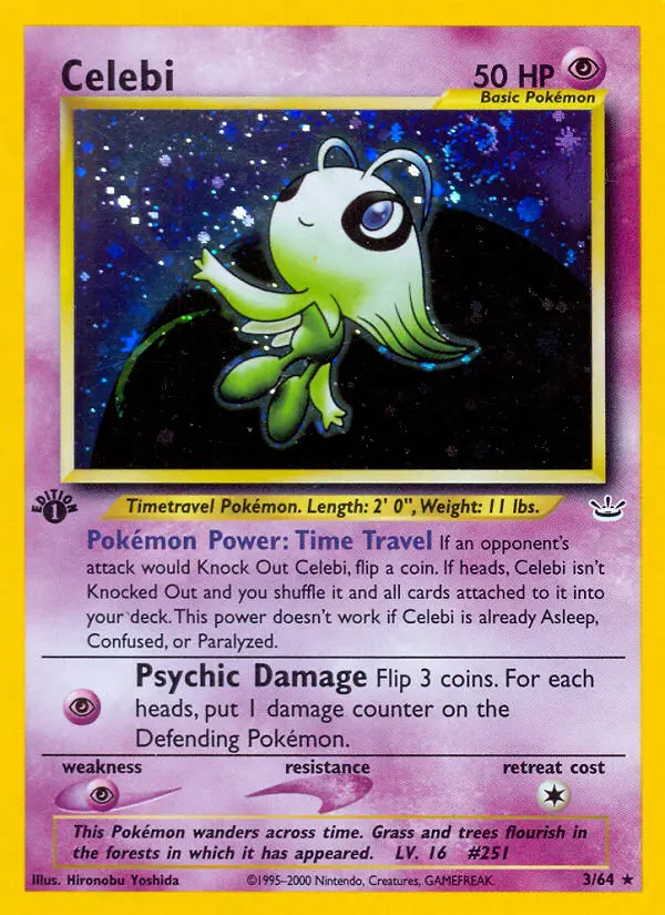 Celebi Rare Pokemon card #3 from Neo Revelation