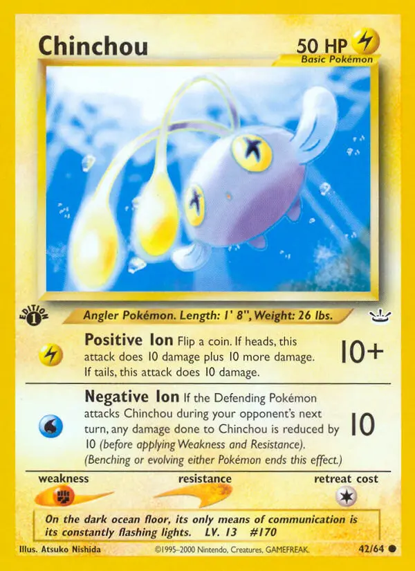Chinchou Common Pokemon card #42 from Neo Revelation