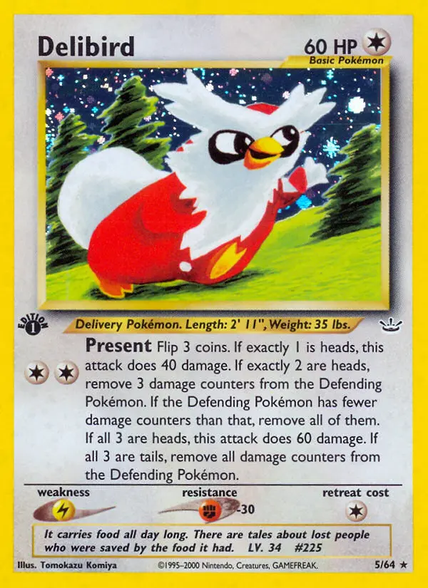 Delibird Rare Pokemon card #5 from Neo Revelation
