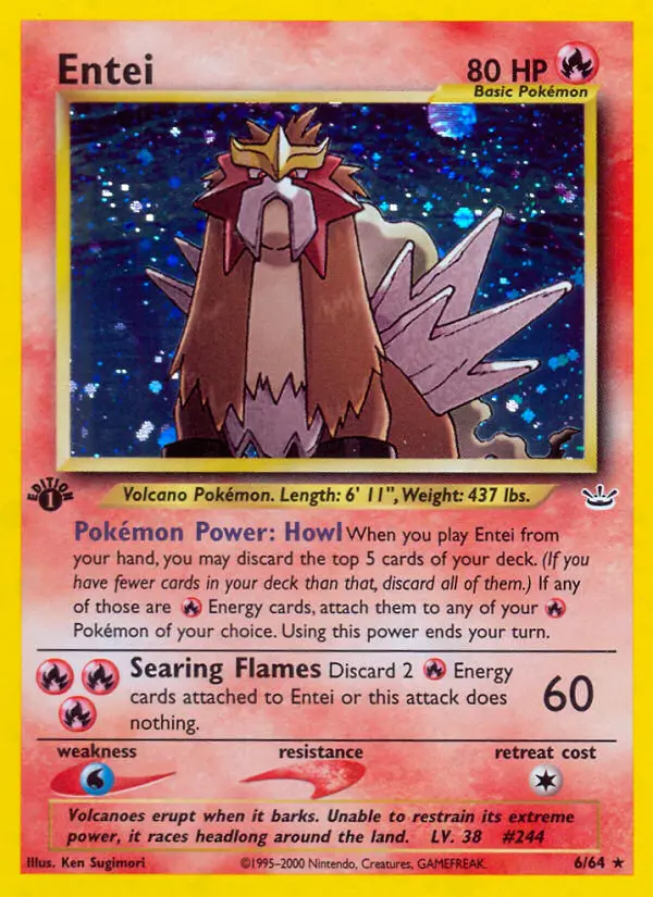 Entei Rare Pokemon card #6 from Neo Revelation