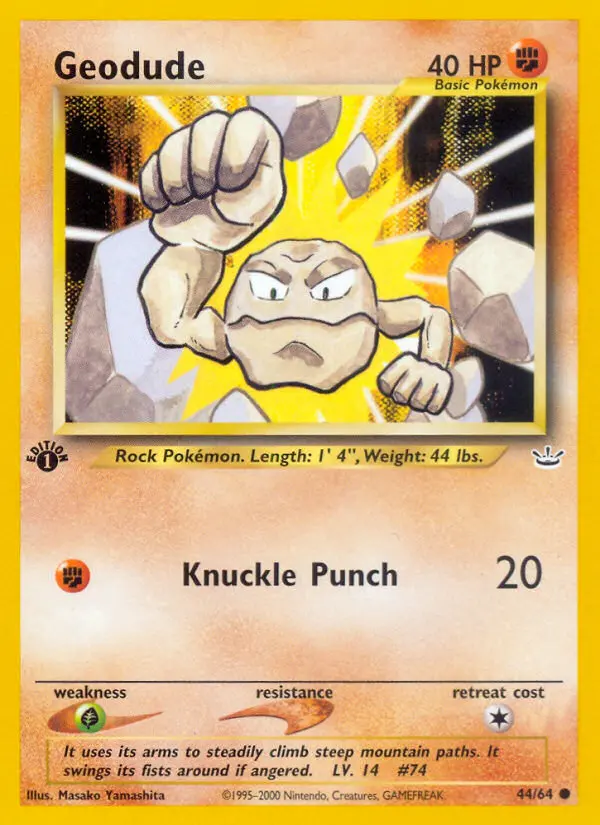 Geodude Common Pokemon card #44 from Neo Revelation