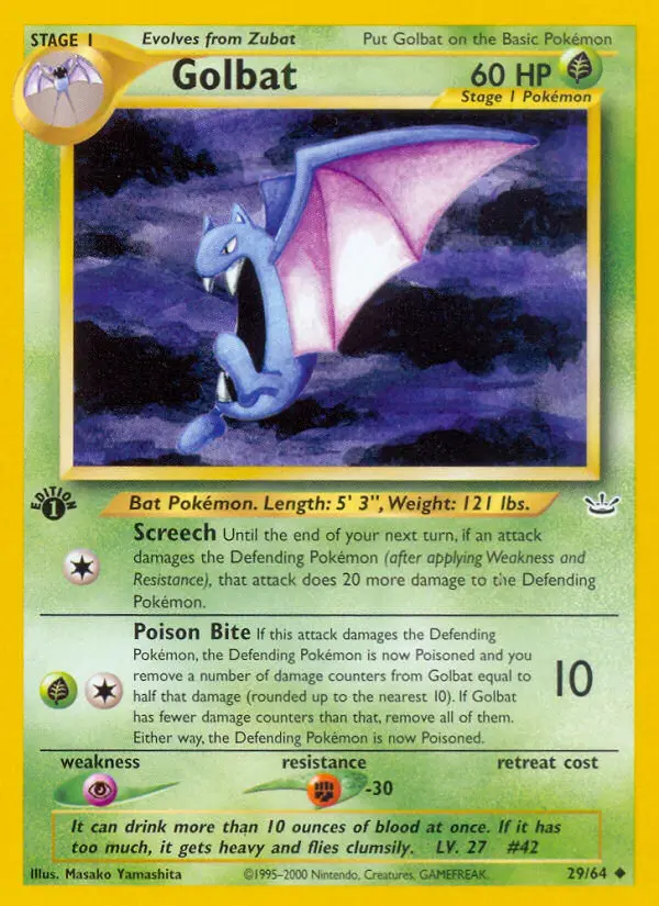 Golbat Uncommon Pokemon card #29 from Neo Revelation