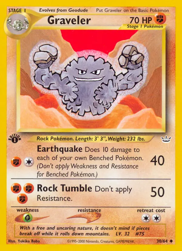 Graveler Uncommon Pokemon card #30 from Neo Revelation