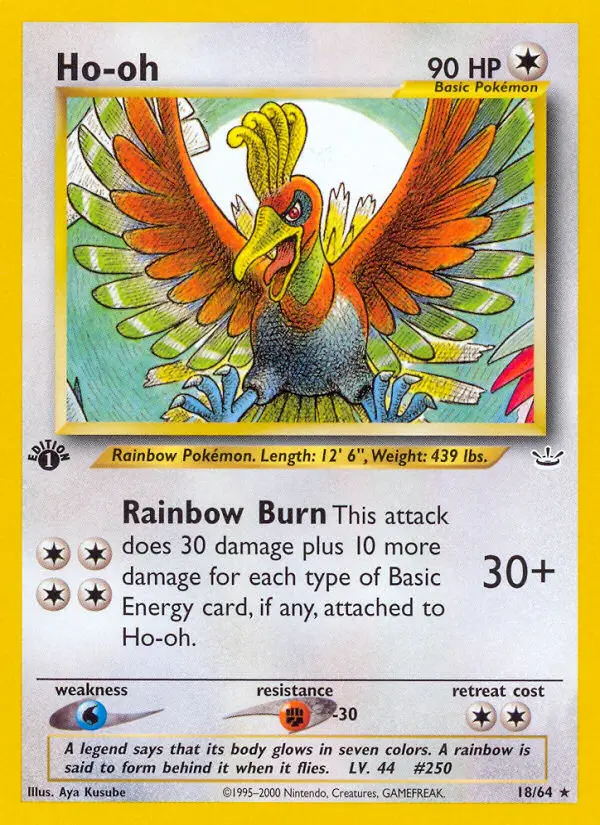 Ho-oh Rare Pokemon card #18 from Neo Revelation