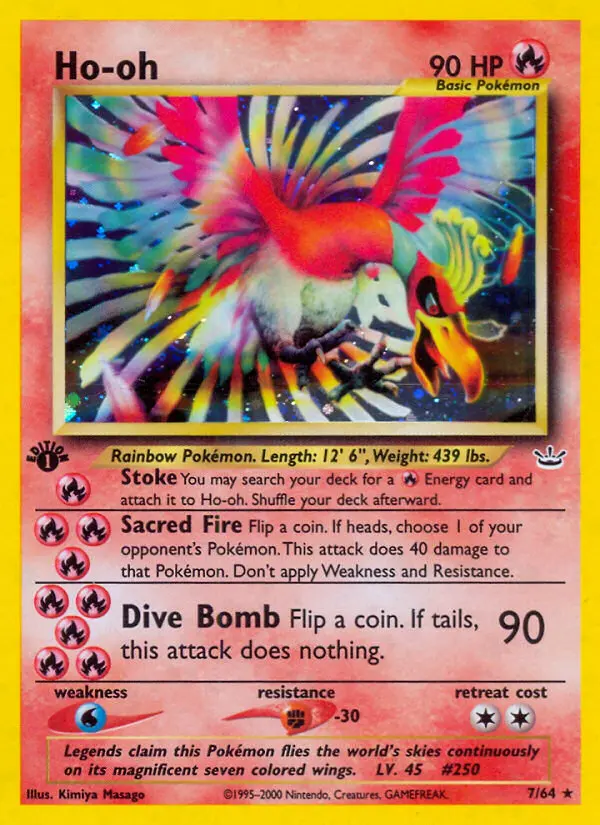 Ho-oh Rare Pokemon card #7 from Neo Revelation