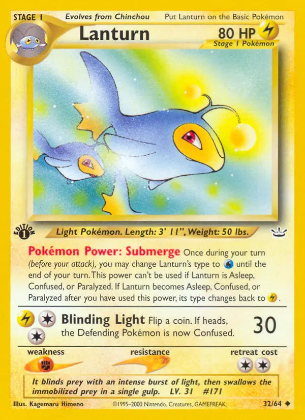 Lanturn Uncommon Pokemon card #32 from Neo Revelation