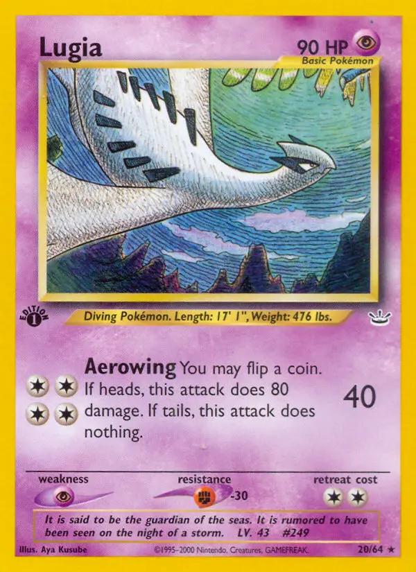 Lugia Rare Pokemon card #20 from Neo Revelation