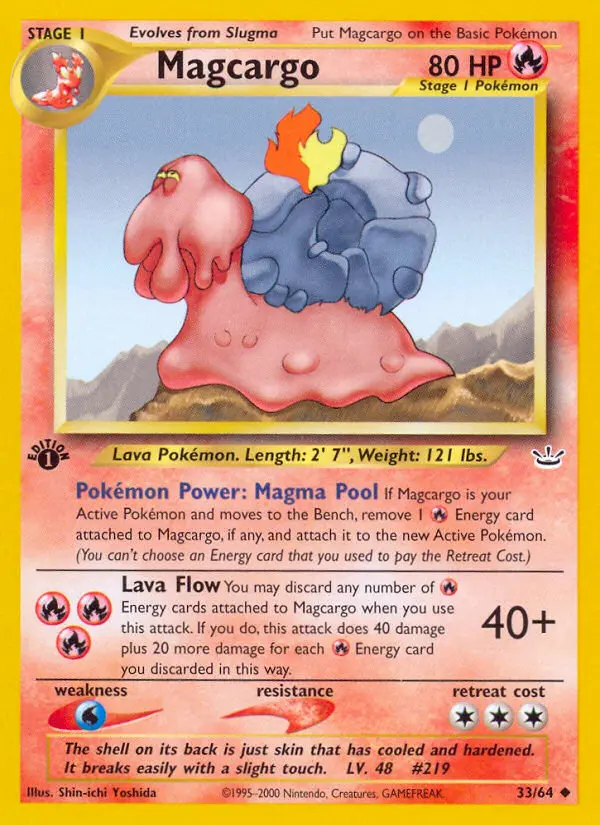 Magcargo Uncommon Pokemon card #33 from Neo Revelation