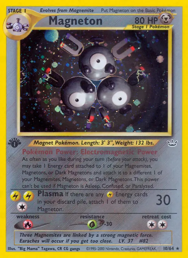Magneton Rare Pokemon card #10 from Neo Revelation