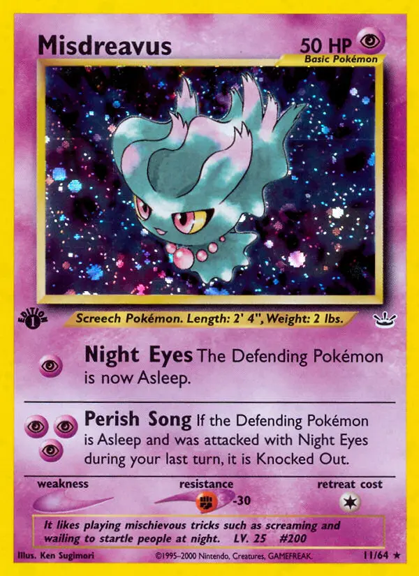 Misdreavus Rare Pokemon card #11 from Neo Revelation