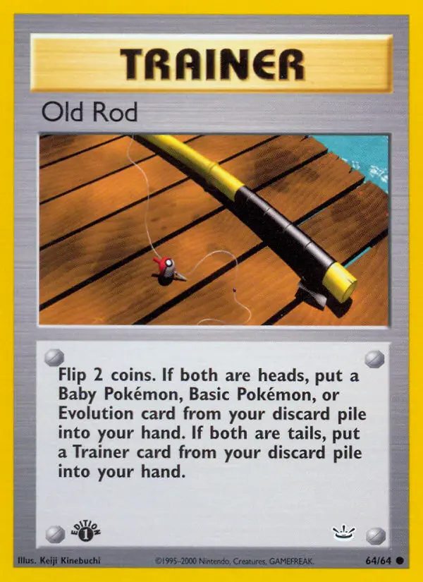 Old Rod Common Pokemon card #64 from Neo Revelation