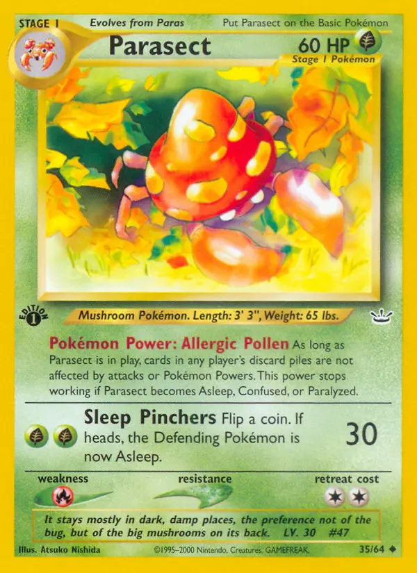 Parasect Uncommon Pokemon card #35 from Neo Revelation