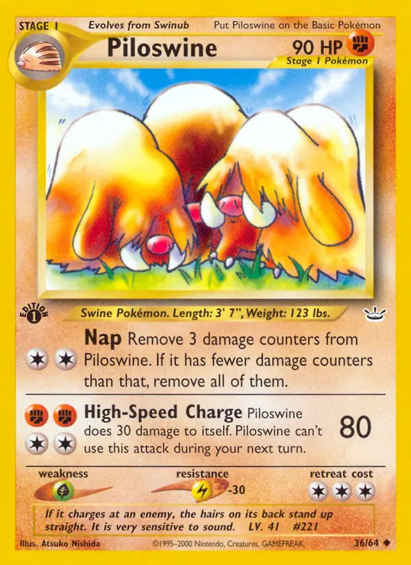 Piloswine Uncommon Pokemon card #36 from Neo Revelation