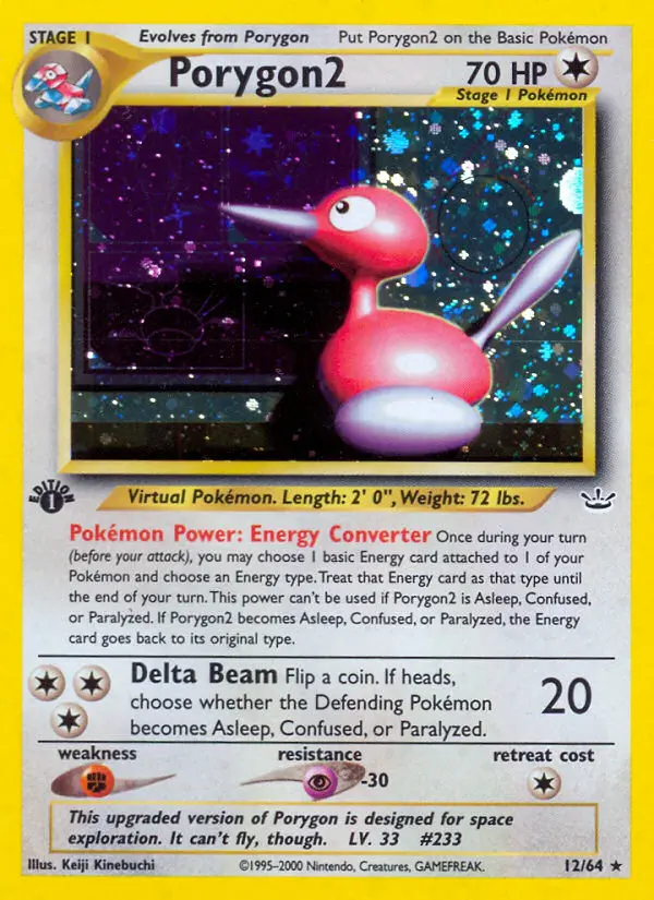 Porygon2 Rare Pokemon card #12 from Neo Revelation