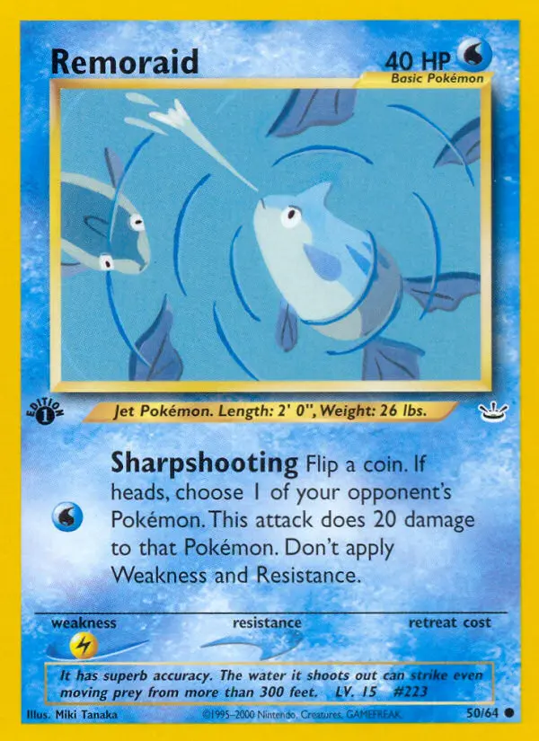 Remoraid Common Pokemon card #50 from Neo Revelation
