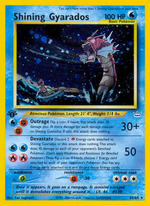 Shining Gyarados Rare Pokemon card #65 from Neo Revelation
