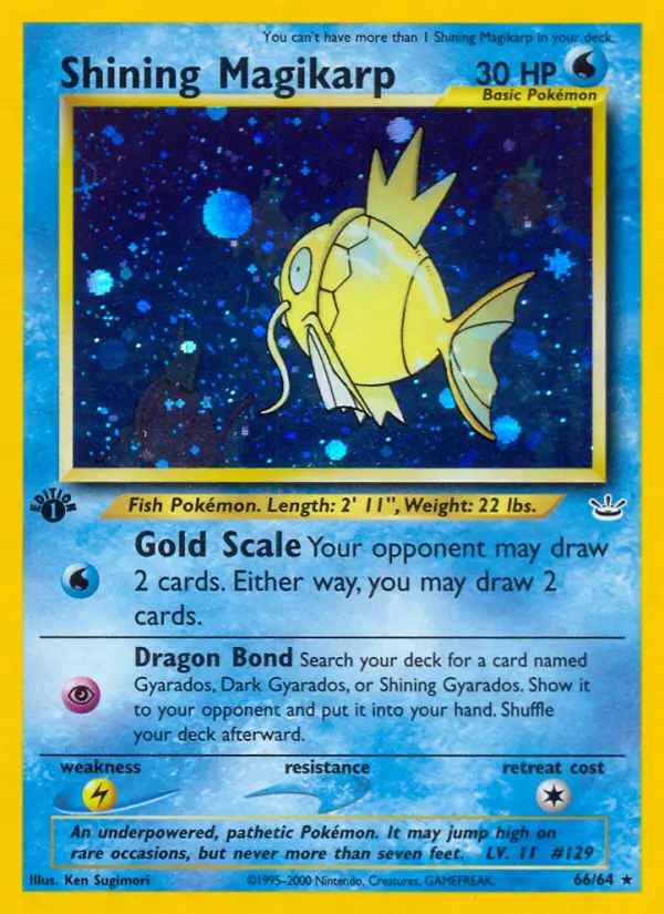 Shining Magikarp Rare Pokemon card #66 from Neo Revelation