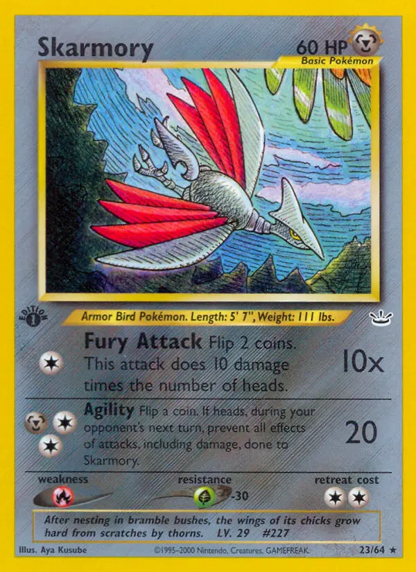 Skarmory Rare Pokemon card #23 from Neo Revelation