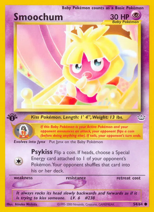 Smoochum Common Pokemon card #54 from Neo Revelation