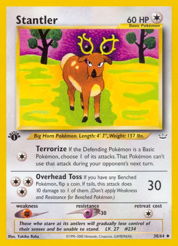 Stantler Uncommon Pokemon card #38 from Neo Revelation