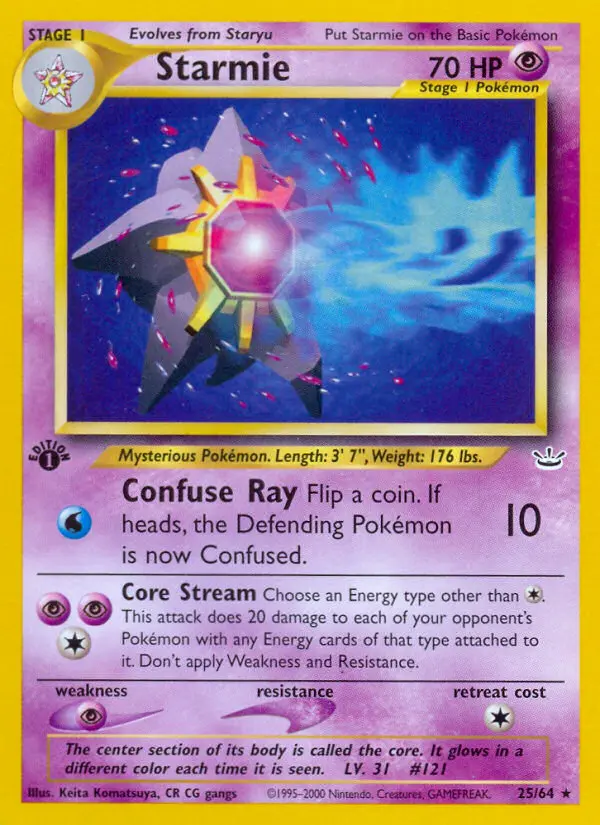 Starmie Rare Pokemon card #25 from Neo Revelation