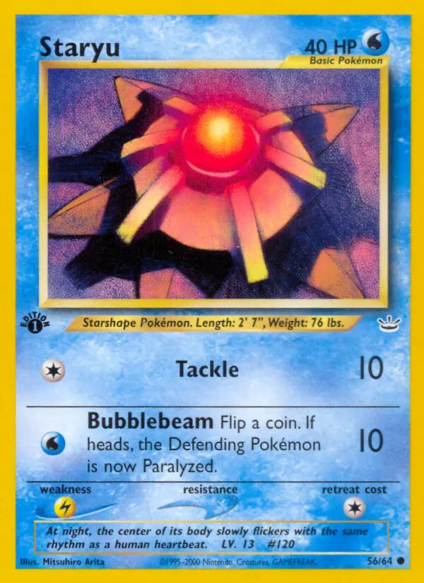 Staryu Common Pokemon card #56 from Neo Revelation