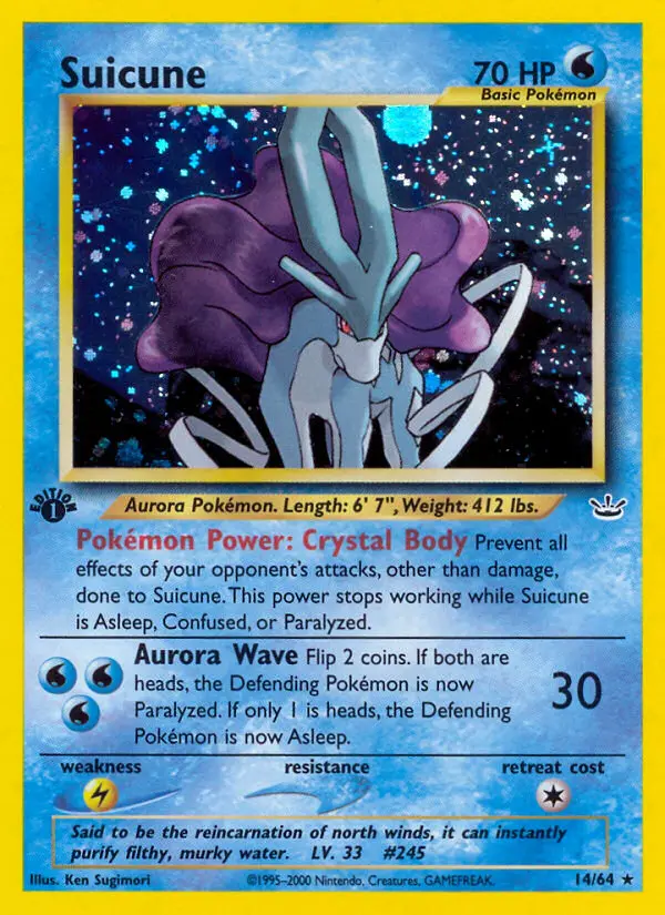 Suicune Rare Pokemon card #14 from Neo Revelation