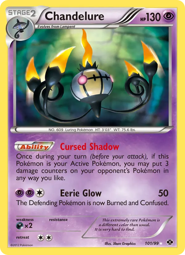 Chandelure Secret Rare Pokemon card #101 from Next Destinies
