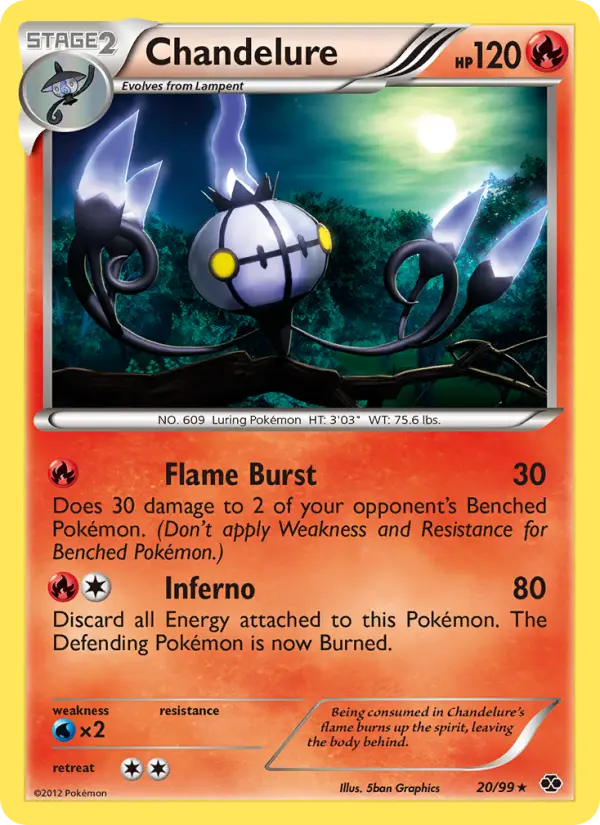 Chandelure Rare Pokemon card #20 from Next Destinies