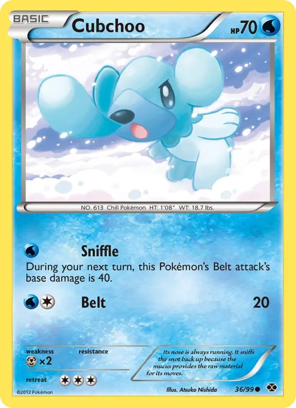 Cubchoo Common Pokemon card #36 from Next Destinies