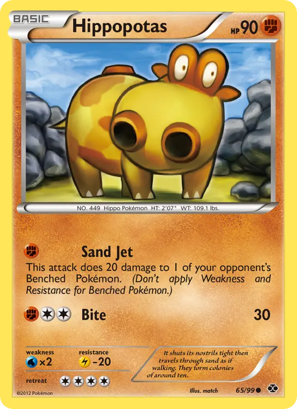 Hippopotas Common Pokemon card #65 from Next Destinies