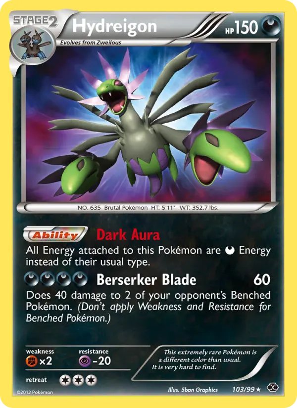 Hydreigon Secret Rare Pokemon card #103 from Next Destinies